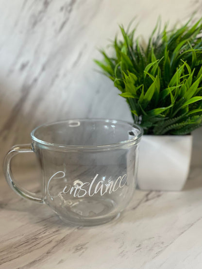 Personalized Oversized Glass Mug | Cappuccino Glass