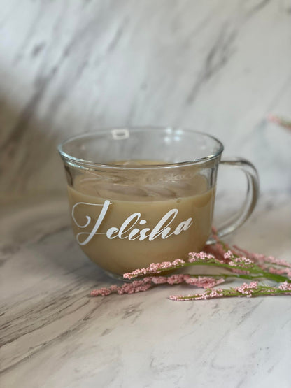 Personalized Oversized Glass Mug | Cappuccino Glass